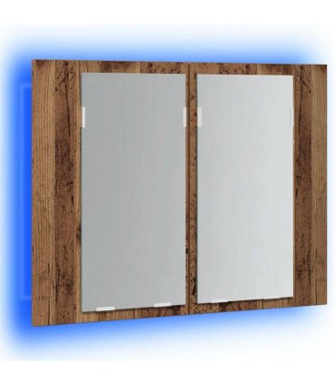 vidaXL LED Mirror Cabinet Old Wood 60x12x45 cm Engineered Wood