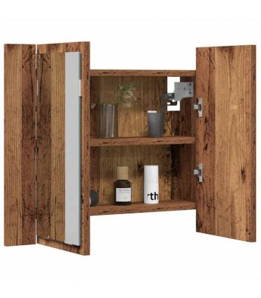 vidaXL LED Mirror Cabinet Old Wood 60x12x45 cm Engineered Wood