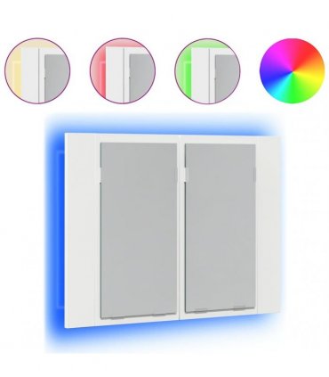 vidaXL Led Mirror Cabinet | White | Engineered wood, Acrylic | Compact
