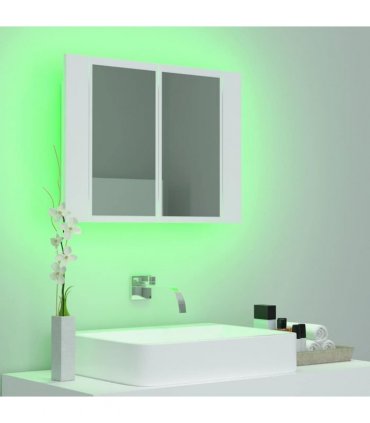 vidaXL Led Mirror Cabinet | White | Engineered wood, Acrylic | Compact