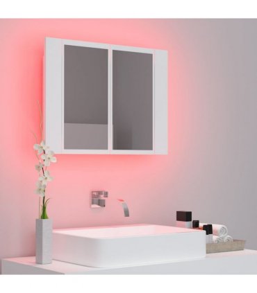 vidaXL Led Mirror Cabinet | White | Engineered wood, Acrylic | Compact