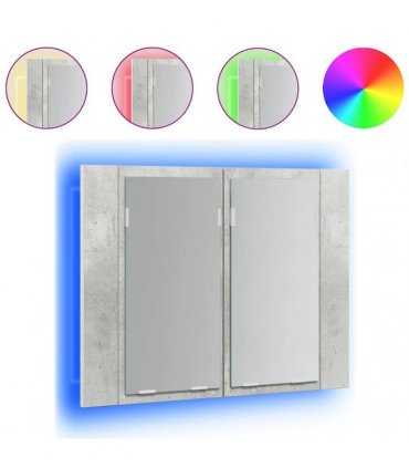 vidaXL Led Mirror Cabinet | Concrete grey | Engineered wood | 60 x 12 x 45 cm