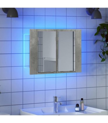 vidaXL Led Mirror Cabinet | Concrete grey | Engineered wood | 60 x 12 x 45 cm