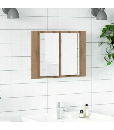 vidaXL LED Mirror Cabinet Artisan Oak 60x12x45 cm Engineered Wood