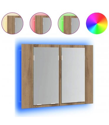 vidaXL LED Mirror Cabinet Artisan Oak 60x12x45 cm Engineered Wood