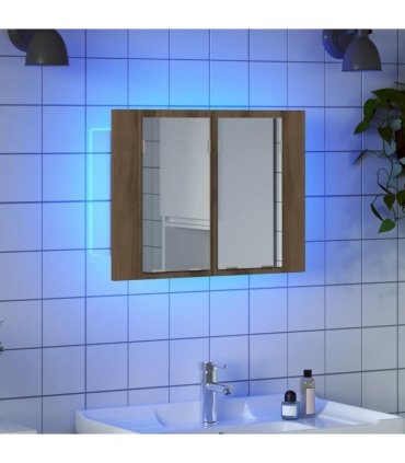 vidaXL LED Mirror Cabinet Artisan Oak 60x12x45 cm Engineered Wood