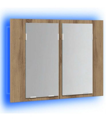 vidaXL LED Mirror Cabinet Artisan Oak 60x12x45 cm Engineered Wood