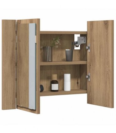 vidaXL LED Mirror Cabinet Artisan Oak 60x12x45 cm Engineered Wood