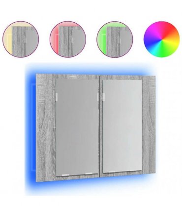 vidaXL LED Mirror Cabinet Grey Sonoma 60x12x45 cm Engineered Wood