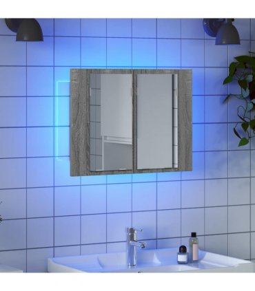 vidaXL LED Mirror Cabinet Grey Sonoma 60x12x45 cm Engineered Wood