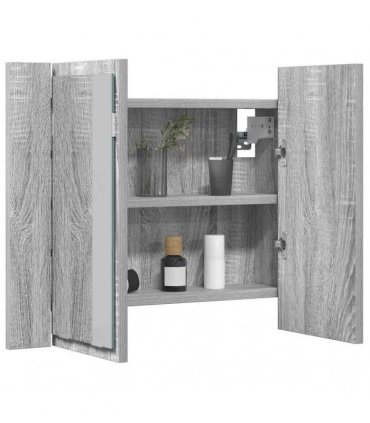 vidaXL LED Mirror Cabinet Grey Sonoma 60x12x45 cm Engineered Wood