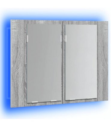 vidaXL LED Mirror Cabinet Grey Sonoma 60x12x45 cm Engineered Wood