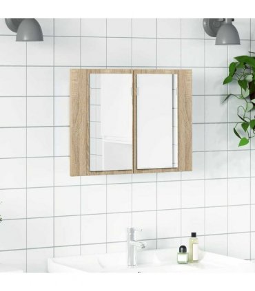 vidaXL LED Bathroom Mirror Cabinet Sonoma Oak 60x12x45 cm Acrylic