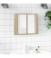 vidaXL LED Bathroom Mirror Cabinet Sonoma Oak 60x12x45 cm Acrylic