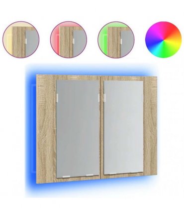 vidaXL LED Bathroom Mirror Cabinet Sonoma Oak 60x12x45 cm Acrylic