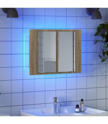 vidaXL LED Bathroom Mirror Cabinet Sonoma Oak 60x12x45 cm Acrylic