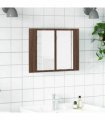 vidaXL LED Mirror Cabinet Brown Oak 60x12x45 cm Engineered Wood