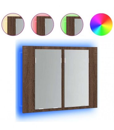 vidaXL LED Mirror Cabinet Brown Oak 60x12x45 cm Engineered Wood