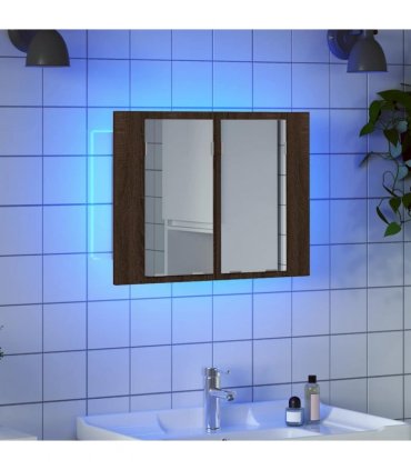 vidaXL LED Mirror Cabinet Brown Oak 60x12x45 cm Engineered Wood