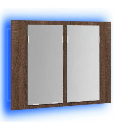 vidaXL LED Mirror Cabinet Brown Oak 60x12x45 cm Engineered Wood