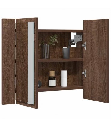 vidaXL LED Mirror Cabinet Brown Oak 60x12x45 cm Engineered Wood