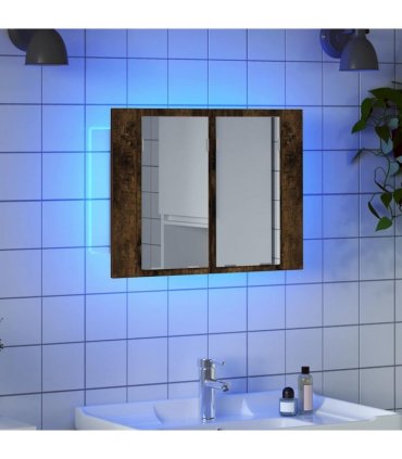 vidaXL LED Mirror Cabinet Smoked Oak 60x12x45 cm Engineered Wood