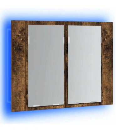 vidaXL LED Mirror Cabinet Smoked Oak 60x12x45 cm Engineered Wood