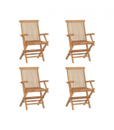 vidaXL Garden Chair | Set of 4 | Teak | Teak wood | Standard | Foldable — Size: 56 x 62 x 90 cm