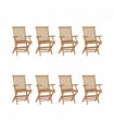 vidaXL Garden Chair | Set of 8 | Natural Teak | Solid Teak Wood | Standard — Size: 56 x 62 x 90 cm