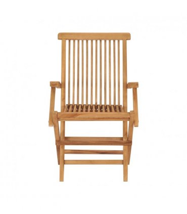 vidaXL Garden Chair | Set of 8 | Natural Teak | Solid Teak Wood | Standard — Size: 56 x 62 x 90 cm