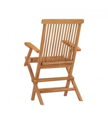vidaXL Garden Chair | Set of 8 | Natural Teak | Solid Teak Wood | Standard — Size: 56 x 62 x 90 cm