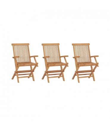 vidaXL Garden Chair | Set of 3 | Teak Brown | Teak Wood | Medium | Foldable — Size: 56 x 62 x 90 cm