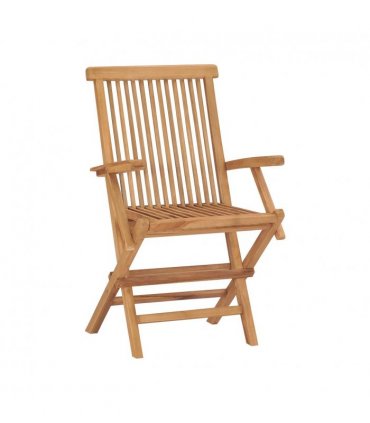 vidaXL Garden Chair | Set of 3 | Teak Brown | Teak Wood | Medium | Foldable — Size: 56 x 62 x 90 cm