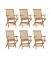 vidaXL Garden Chair | Set of 6 | Brown | Solid Teak Wood | Standard | Foldable — Size: 56 x 62 x 90 cm