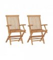vidaXL Garden Chair | Set of 2 | Teak | Teak wood | Standard | Collapsible — Colour: Brown, Size: 56 x 62 x 90 cm
