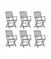vidaXL Outdoor Chair | Set of 6 | Grey | Solid Acacia wood | Standard | Foldable — Model: with armrest