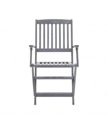 vidaXL Outdoor Chair | Set of 6 | Grey | Solid Acacia wood | Standard | Foldable — Model: with armrest