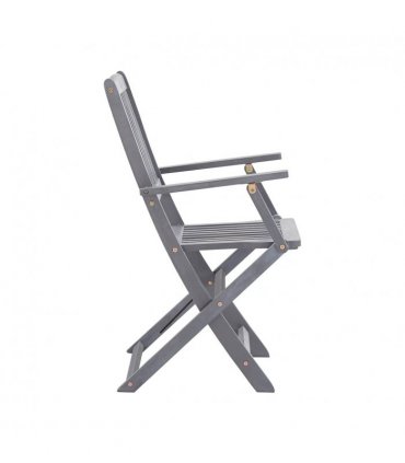 vidaXL Outdoor Chair | Set of 6 | Grey | Solid Acacia wood | Standard | Foldable — Model: with armrest