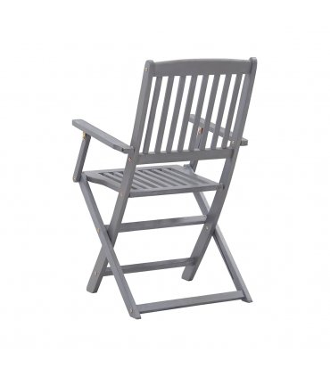 vidaXL Outdoor Chair | Set of 6 | Grey | Solid Acacia wood | Standard | Foldable — Model: with armrest