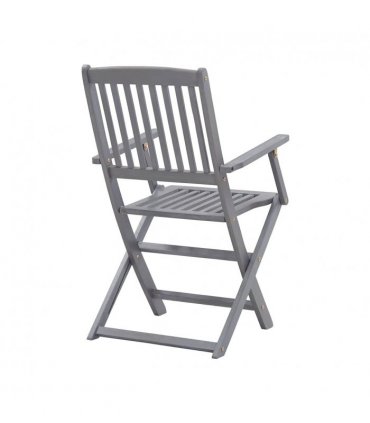 vidaXL Folding Outdoor Chairs 2 pcs Solid Acacia Wood — Colour: grey, Model: with armrest