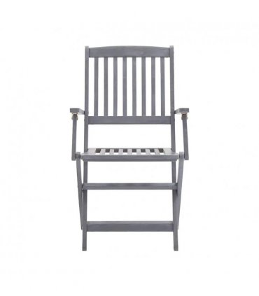 vidaXL Outdoor Chair | Set of 4 | Grey | Solid Acacia wood | Standard | Foldable — Model: with armrest