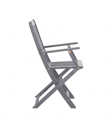 vidaXL Outdoor Chair | Set of 4 | Grey | Solid Acacia wood | Standard | Foldable — Model: with armrest