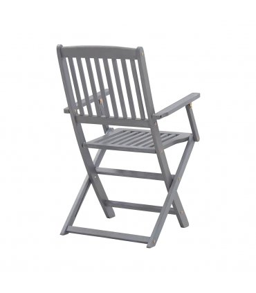 vidaXL Outdoor Chair | Set of 4 | Grey | Solid Acacia wood | Standard | Foldable — Model: with armrest