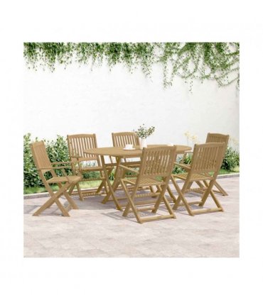 vidaXL Folding Garden Chairs 6 pcs 54x61x88 cm Solid Wood Acacia — Colour: light brown, Model: with armrest