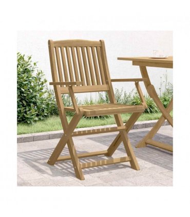 vidaXL Folding Garden Chairs 4 pcs 54x61x88 cm Solid Wood Acacia — Colour: light brown, Model: with armrest