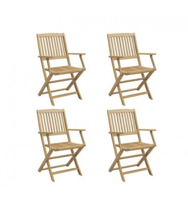 vidaXL Folding Garden Chairs 4 pcs 54x61x88 cm Solid Wood Acacia — Colour: light brown, Model: with armrest