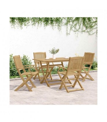 vidaXL Folding Garden Chairs 4 pcs 54x61x88 cm Solid Wood Acacia — Colour: light brown, Model: with armrest