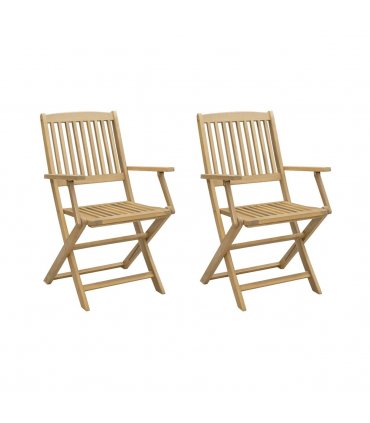 vidaXL Folding Garden Chairs 2 pcs 54x61x88 cm Solid Wood Acacia — Colour: light brown, Model: with armrest