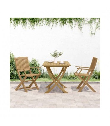 vidaXL Folding Garden Chairs 2 pcs 54x61x88 cm Solid Wood Acacia — Colour: light brown, Model: with armrest