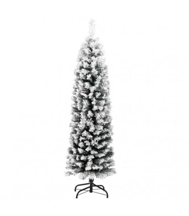 vidaXL Slim Artificial Christmas Tree with Flocked Snow Green 120 cm PVC — Model: basic